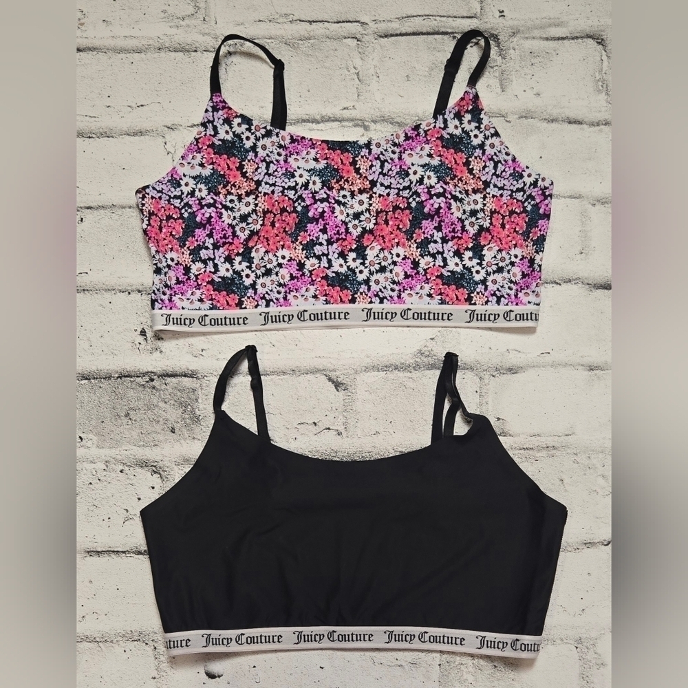 Juicy Couture Bralette 2-Pack Floral & Black Logo Band | Women’s XL